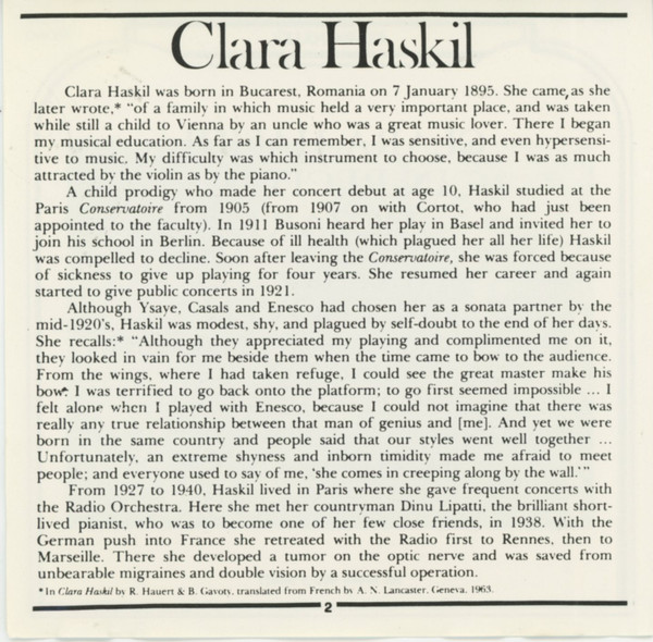 Clara Haskil - Clara Haskil In Recital (CD, Album, Mono, AAD) (Mint (M)) - Image 2