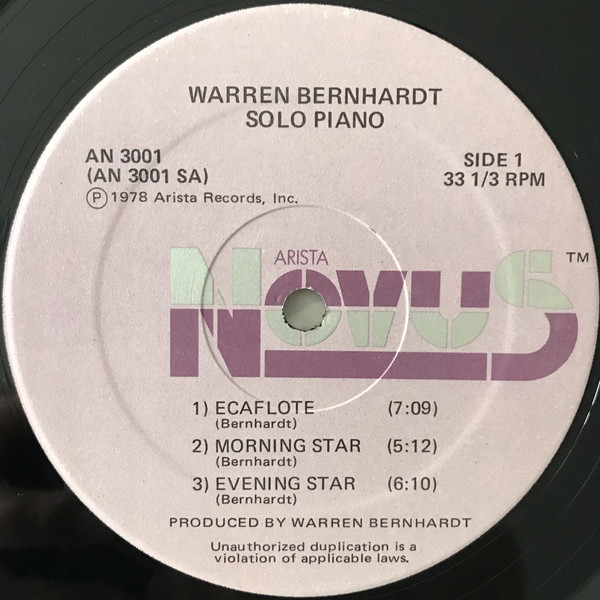 Warren Bernhardt - Solo Piano (LP, Album) (Very Good Plus (VG+)) - Image 4