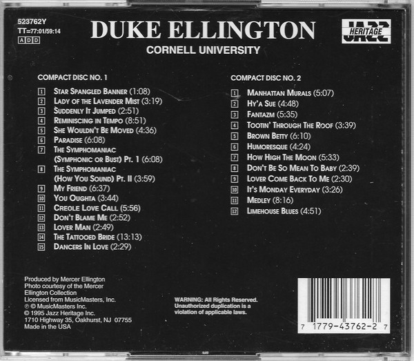 Duke Ellington - Cornell University (2xCD, Club) (Near Mint (NM or M-)) - Image 2