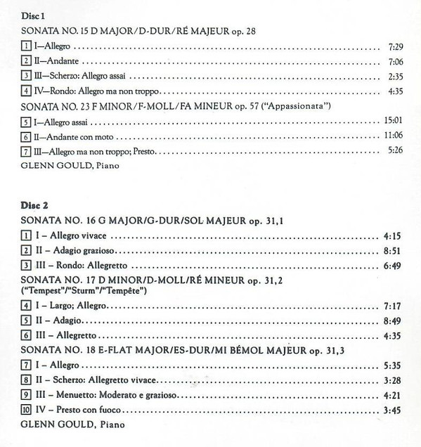 Ludwig Van Beethoven, Glenn Gould - Piano Sonatas, Vol. II - Bagatelles, Variations (3xCD, Album, Comp, RM) (Mint (M)) - Image 2