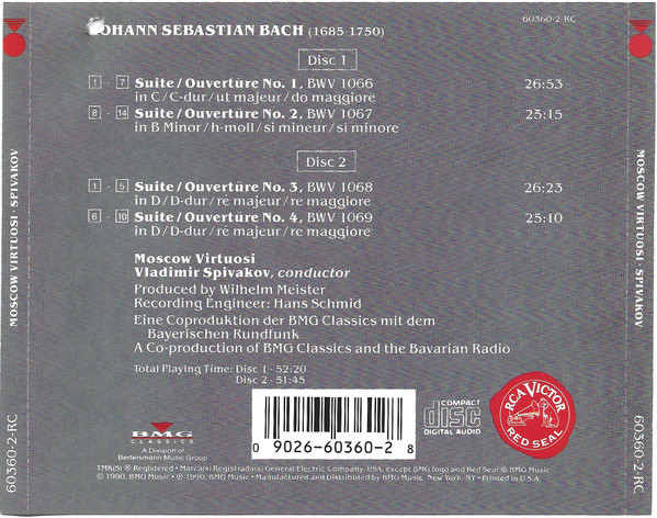 Johann Sebastian Bach, Vladimir Spivakov, Moscow Virtuosi - Orchestral Suites = Ouvertüren (2xCD, Comp) (Near Mint (NM or M-)) - Image 2