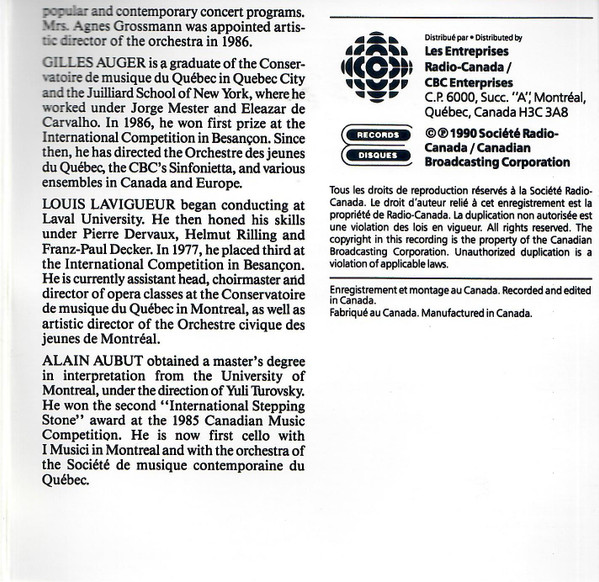 L'orchestre Métropolitain - Patrimonie Musical Du Canada Français = Musical Heritage Of French Canada - Oeuvres Symphoniques = Symphonic Works (CD) (Near Mint (NM or M-)) - Image 3
