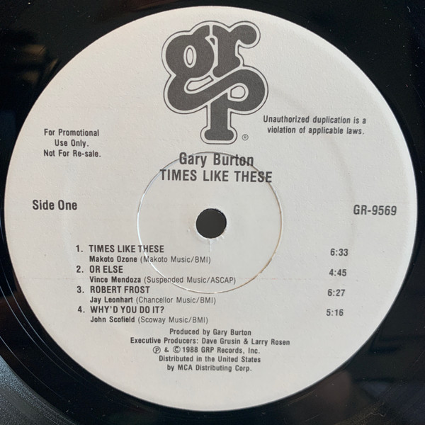 Gary Burton - Times Like These (LP, Album, Promo) (Very Good Plus (VG+)) - Image 3