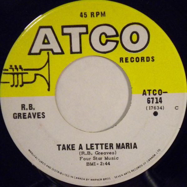 R.B. Greaves - Take A Letter Maria (7", Single) (Near Mint (NM or M-))