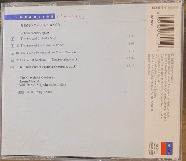 Nikolai Rimsky-Korsakov - Scheherazade - Russian Easter Festival Overture (CD) (Near Mint (NM or M-)) - Image 2