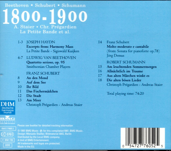 Ludwig van Beethoven, Franz Schubert, Robert Schumann - Andreas Staier, Christoph Prégardien, La Petite Bande - 1800-1900: Beethoven - Schubert - Schumann (CD) (Near Mint (NM or M-)) - Image 2