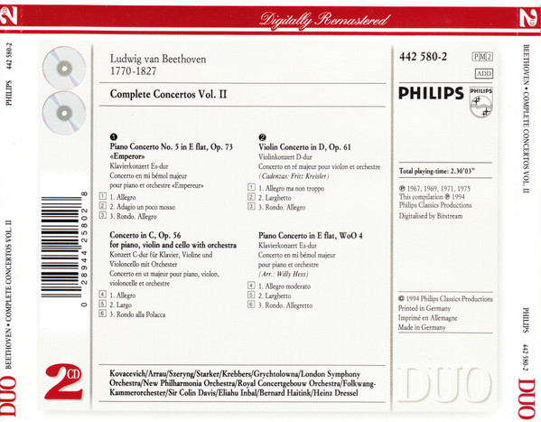 Ludwig van Beethoven - Complete Concertos 2 (2xCD, Comp, RE, RM, RP, Uni) (Near Mint (NM or M-)) - Image 2