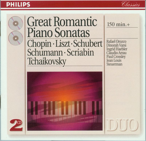 Frédéric Chopin • Robert Schumann • Franz Schubert • Franz Liszt • Pyotr Ilyich Tchaikovsky • Alexander Scriabin, Rafael Orozco, Dinorah Varsi, Ingrid Haebler, Claudio Arrau, Paul Crossley (2), Jean Louis Steuerman - Great Romantic Piano Sonatas (2xCD, Comp, RM) (Near Mint (NM or M-))