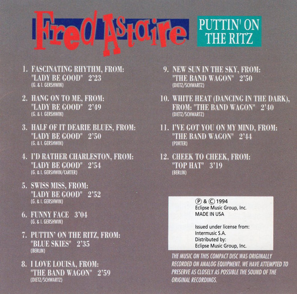 Fred Astaire - Puttin' On The Ritz (CD, Comp) (Mint (M)) - Image 2