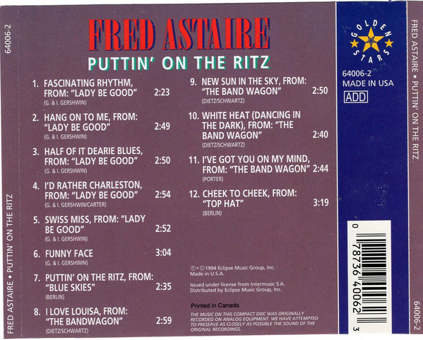 Fred Astaire - Puttin' On The Ritz (CD, Comp) (Mint (M)) - Image 4