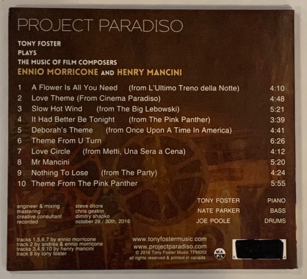 Tony Foster (5) - Project Paradiso (CD) (Near Mint (NM or M-)) - Image 2