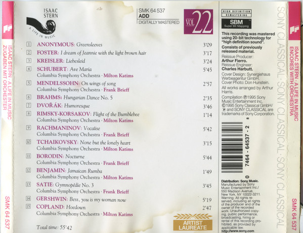 Isaac Stern - Presents Encores With Orchestra (CD, Comp, RM) (Mint (M)) - Image 2