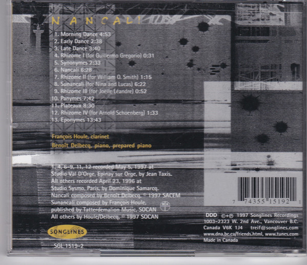 François Houle & Benoît Delbecq - Nancali (CD, Album) (Near Mint (NM or M-)) - Image 2