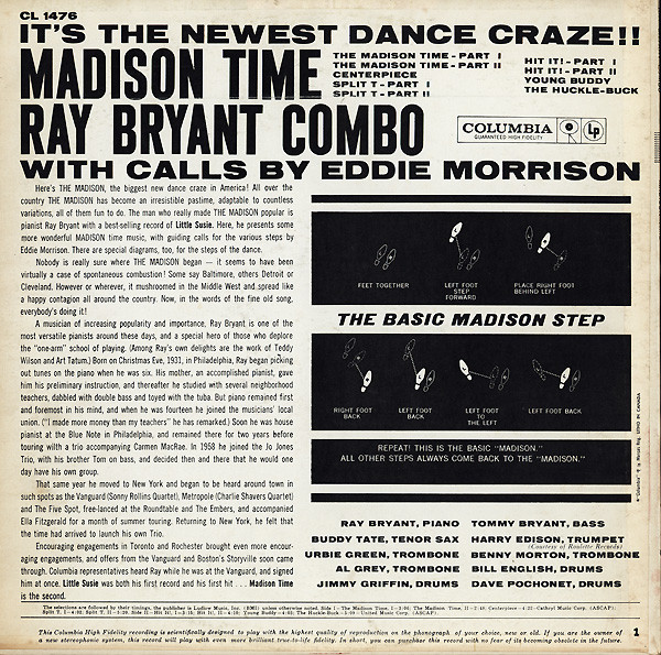 The Ray Bryant Combo - Madison Time (LP, Mono) (Very Good Plus (VG+)) - Image 2