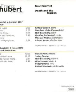 Alternative view of Franz Schubert / Mitglieder Des Wiener Oktetts / Wiener Philharmonisches Streichquartett - Trout Quintet / Death And The Maiden (CD, Comp) (Mint (M))