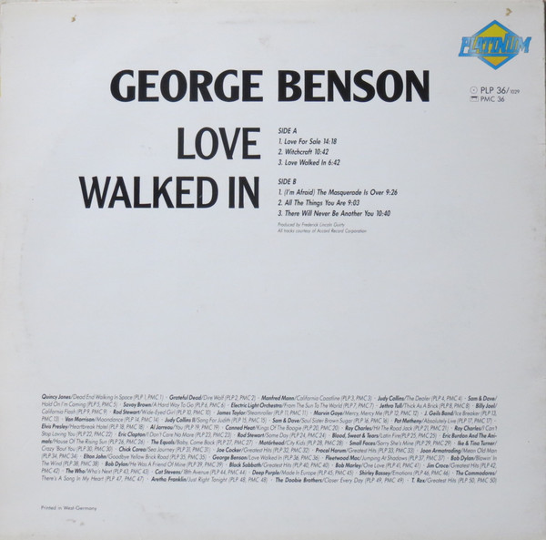 George Benson - Love Walked In (LP, Comp) (Near Mint (NM or M-)) - Image 2