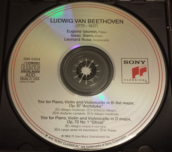 Ludwig van Beethoven / Eugene Istomin • Isaac Stern • Leonard Rose - Piano Trios Op. 70 No. 1 “Ghost” • Op. 97 “Archduke” (CD, Album, Comp, RE, RM) (Near Mint (NM or M-)) - Image 3