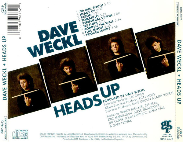 Dave Weckl - Heads Up (CD, Album) (Near Mint (NM or M-)) - Image 2