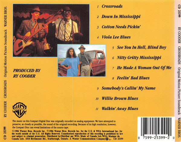 Ry Cooder - Crossroads - Original Motion Picture Soundtrack (CD, Album) (Near Mint (NM or M-)) - Image 2
