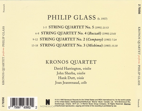 Kronos Quartet, Philip Glass - Kronos Quartet Performs Philip Glass (CD, Album) (Near Mint (NM or M-)) - Image 2