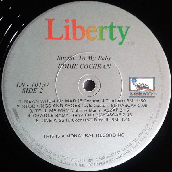 Eddie Cochran - Singin' To My Baby (LP, Album, Mono, RE) (Mint (M)) - Image 4