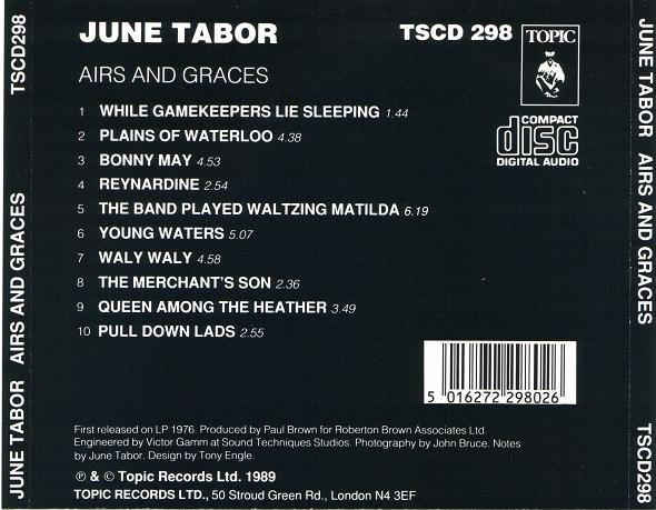 June Tabor - Airs And Graces (CD, Album, RE) (Near Mint (NM or M-)) - Image 3