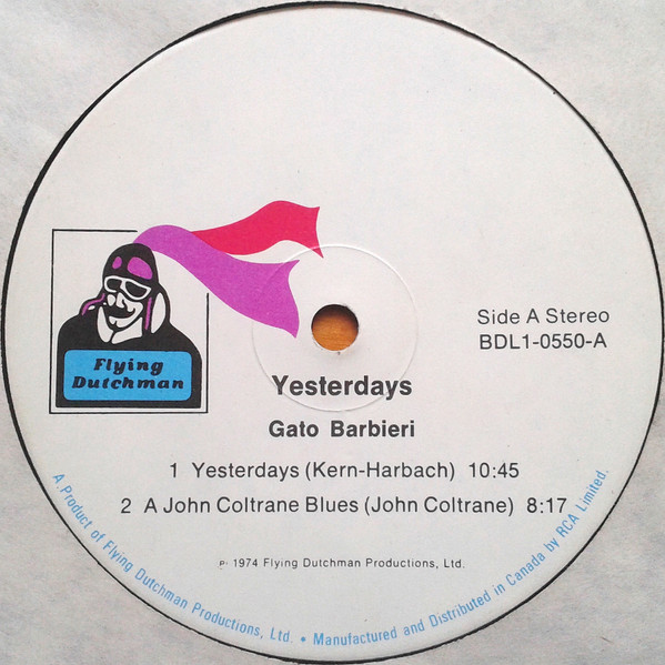 Gato Barbieri - Yesterdays (LP, Album) (Very Good Plus (VG+)) - Image 3