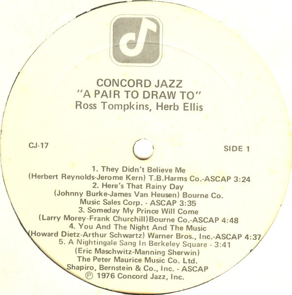 Herb Ellis & Ross Tompkins - A Pair To Draw To (LP, Album) (Very Good Plus (VG+)) - Image 3