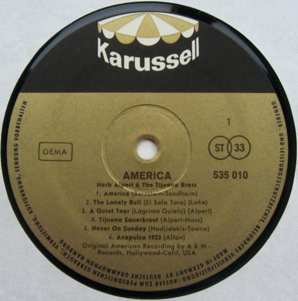 Herb Alpert & The Tijuana Brass - America (LP, Comp) (Near Mint (NM or M-)) - Image 3
