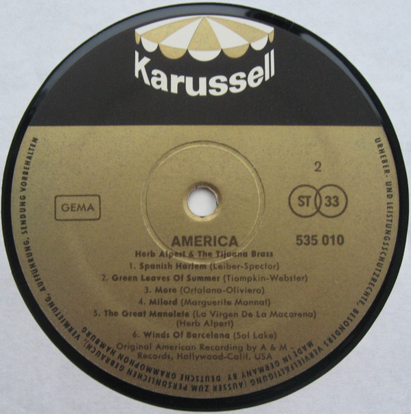 Herb Alpert & The Tijuana Brass - America (LP, Comp) (Near Mint (NM or M-)) - Image 4