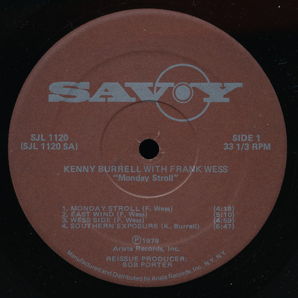 Kenny Burrell With Frank Wess - Monday Stroll (LP, Album, RE) (Very Good Plus (VG+)) - Image 3