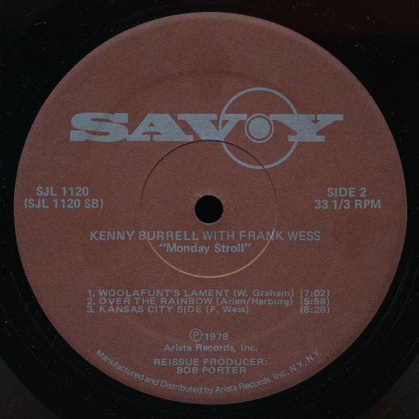 Kenny Burrell With Frank Wess - Monday Stroll (LP, Album, RE) (Very Good Plus (VG+)) - Image 4