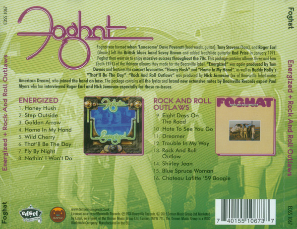 Foghat - Energized + Rock And Roll Outlaws (CD, Comp) (Mint (M)) - Image 3