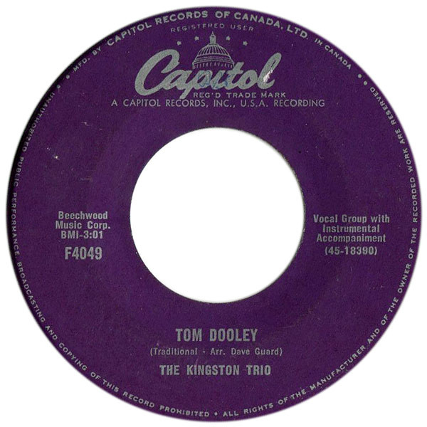 Kingston Trio - Tom Dooley (7", Single) (Near Mint (NM or M-))