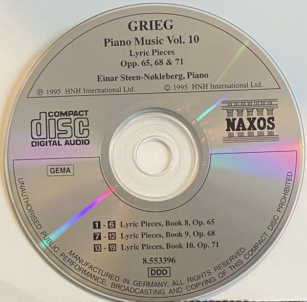 Edvard Grieg, Einar Steen-Nøkleberg - Piano Music Vol. 10 (CD, Album) (Mint (M)) - Image 3