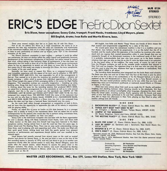 The Eric Dixon Sextet - Eric's Edge (LP, Album) (Very Good Plus (VG+)) - Image 2
