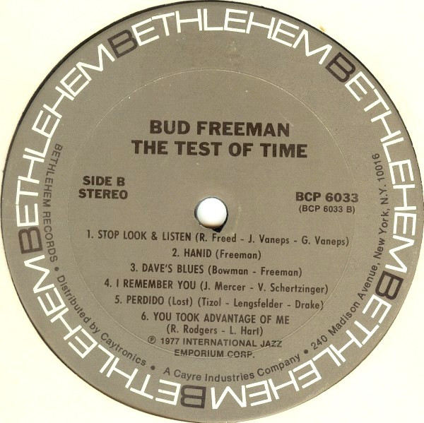 Bud Freeman Featuring Ruby Braff - The Test Of Time (LP, Album, Mono, RE, Ter) (Very Good Plus (VG+)) - Image 4
