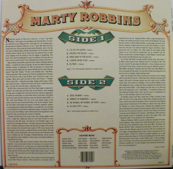 Marty Robbins - Country Music (LP, Comp) (Mint (M)) - Image 2