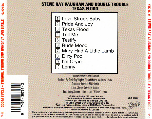 Stevie Ray Vaughan & Double Trouble - Texas Flood (CD, Album, RE) (Near Mint (NM or M-)) - Image 2