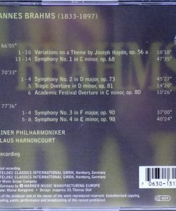 Alternative view of Johannes Brahms - Nikolaus Harnoncourt, Berliner Philharmoniker - The Symphonies / Haydn Variations / Academic Festival Overture / Tragic Overture (3xCD) (Mint (M))