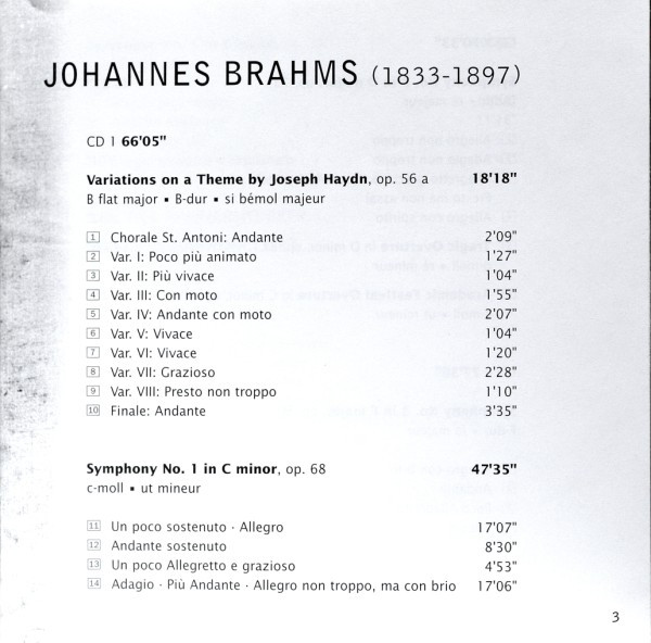 Johannes Brahms - Nikolaus Harnoncourt, Berliner Philharmoniker - The Symphonies / Haydn Variations / Academic Festival Overture / Tragic Overture (3xCD) (Mint (M)) - Image 4