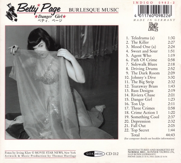 Various - Betty Page: Danger Girl - Burlesque Music (CD, Comp) (Near Mint (NM or M-)) - Image 2