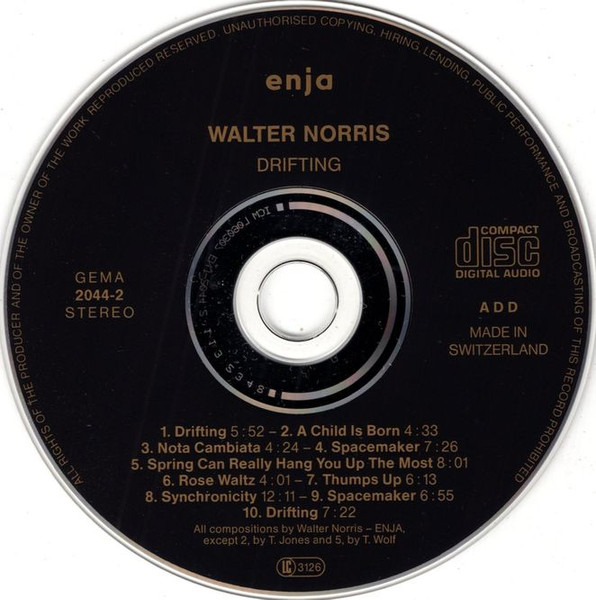 Walter Norris & George Mraz, Aladár Pege - Drifting (CD, Comp, RE) (Near Mint (NM or M-)) - Image 3