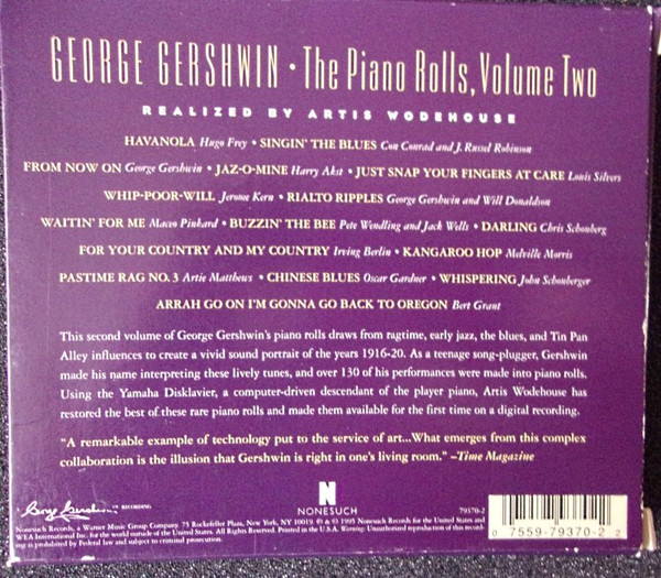 George Gershwin - The Piano Rolls Vol. Two (CD, Comp) (Near Mint (NM or M-)) - Image 2