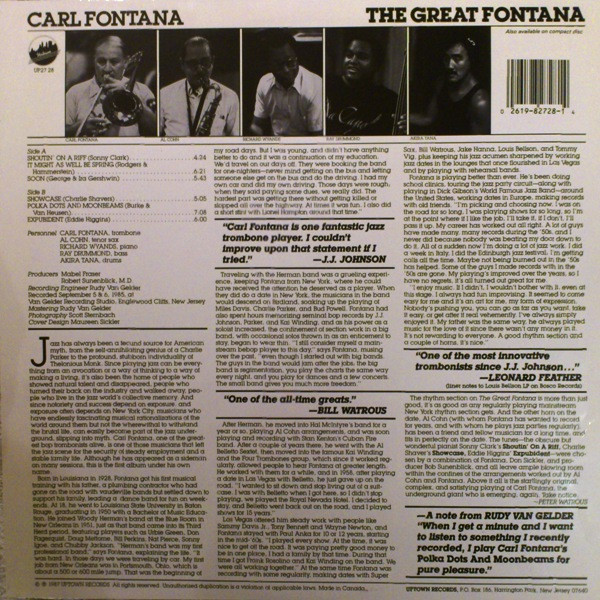 Carl Fontana - The Great Fontana (LP, Album) (Very Good Plus (VG+)) - Image 2
