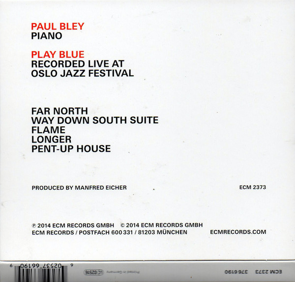 Paul Bley - Play Blue (Oslo Concert) (CD, Album) (Mint (M)) - Image 3