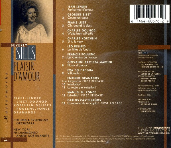 Beverly Sills, André Kostelanetz, Columbia Symphony Orchestra / New York Philharmonic - Plaisir D'Amour (CD) (Near Mint (NM or M-)) - Image 4
