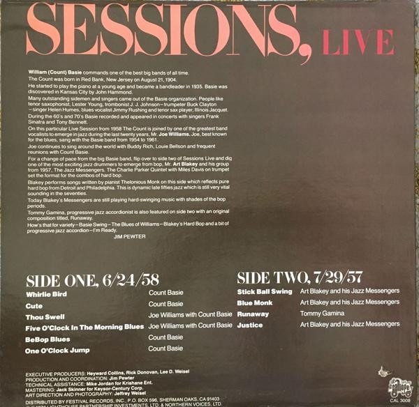 Count Basie, Joe Williams And Art Blakey - Sessions, Live (LP) (Very Good Plus (VG+)) - Image 2