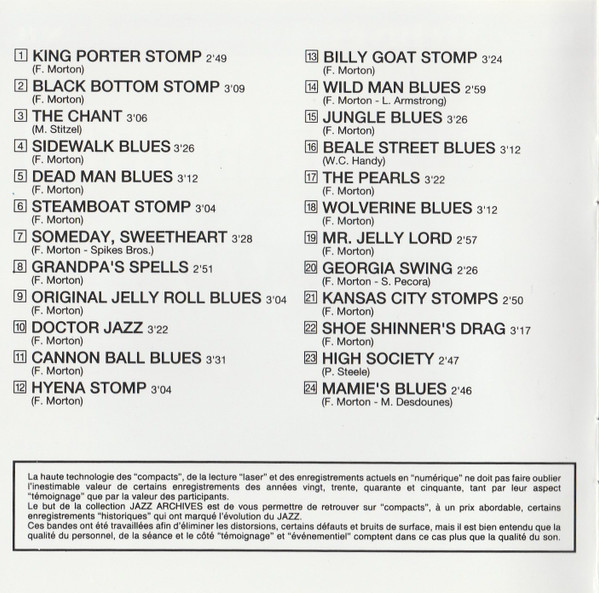 Jelly Roll Morton - Best Of Jelly Roll Morton (1926/1939) (CD, Comp) (Near Mint (NM or M-)) - Image 2