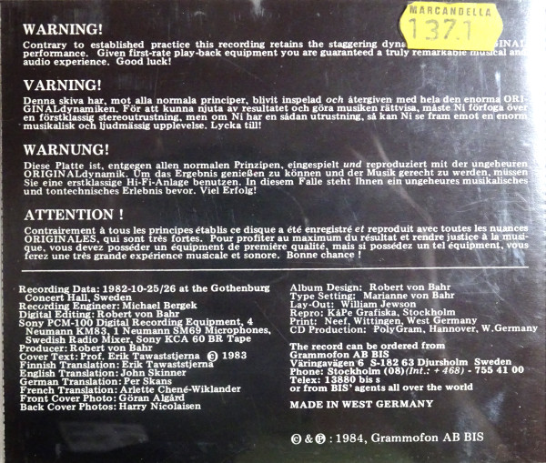 Jean Sibelius, The Gothenburg Symphony Orchestra* / Neeme Järvi - Symphony Nr. 5 In E Flat Op. 82 / Andante Festivo / Karelia-Overture Op. 10 (CD, Album) (Near Mint (NM or M-)) - Image 2
